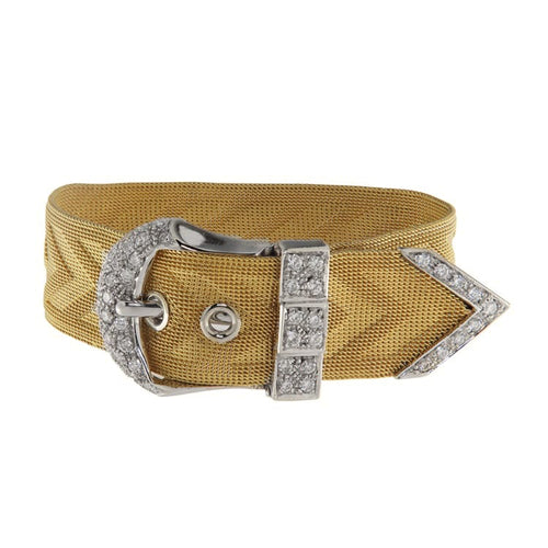Montre Bracelet ceinture en or jaune et blanc avec diamants 2,50 ct 58 Facettes G3962