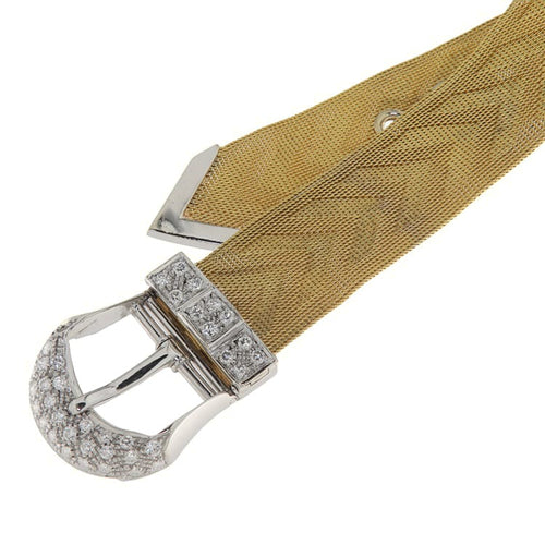 Montre Bracelet ceinture en or jaune et blanc avec diamants 2,50 ct 58 Facettes G3962
