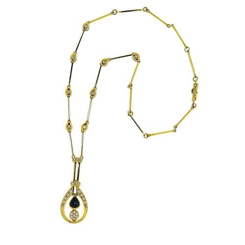 Pendentif Ras-de-cou pendentif en or jaune, diamants et saphir 58 Facettes G3961