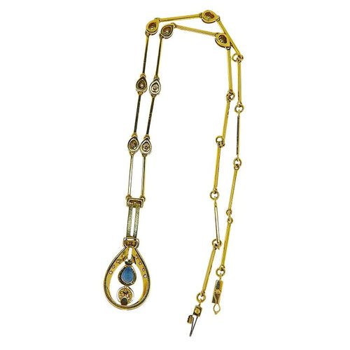Pendentif Ras-de-cou pendentif en or jaune, diamants et saphir 58 Facettes G3961