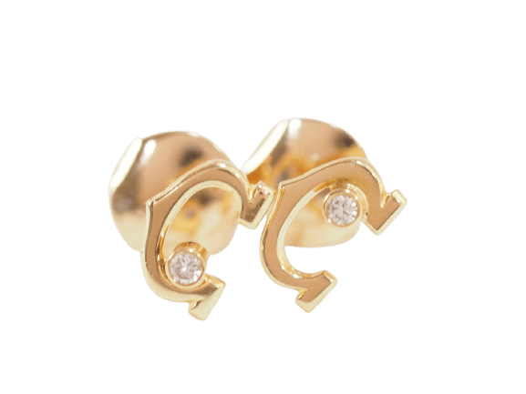 Boucles d'oreilles Cartier C - Boucles d'oreilles en or jaune et diamants 58 Facettes 33295