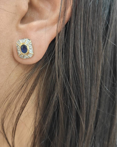Boucles d'oreilles Boucles d'oreilles en or jaune, saphirs et diamants 58 Facettes 33450