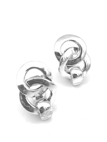 Boucles d'oreilles Hermès - Boucles d'oreilles clips vintage en argent 58 Facettes HERMES BO