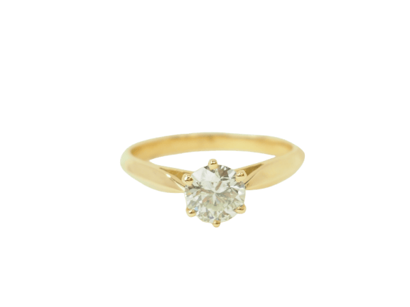 Solitaire - Bague en or jaune avec diamant 0,74 ct