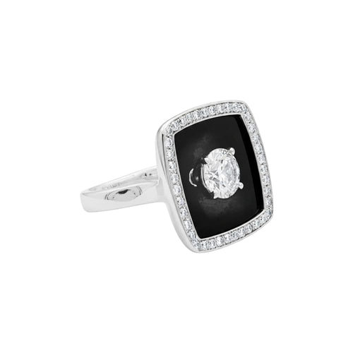 Bague 49 Chanel Nuit Noire - Bague en or blanc, émail et diamants 58 Facettes 35713