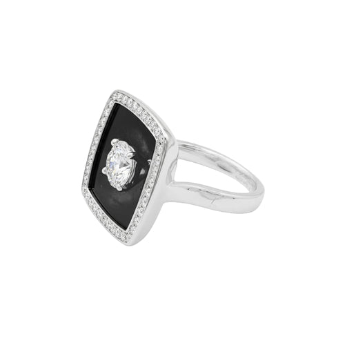 Bague 49 Chanel Nuit Noire - Bague en or blanc, émail et diamants 58 Facettes 35713