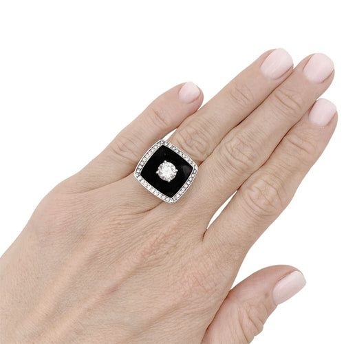 Bague 49 Chanel Nuit Noire - Bague en or blanc, émail et diamants 58 Facettes 35713