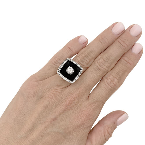 Bague 49 Chanel Nuit Noire - Bague en or blanc, émail et diamants 58 Facettes 35713