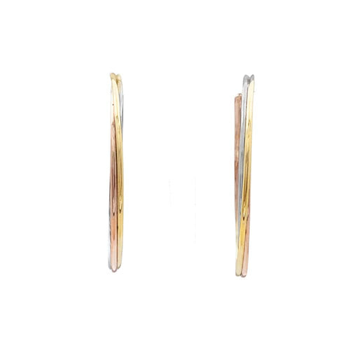 Boucles d'oreilles Cartier Trinity - Boucles d'oreilles créoles grand modèle en trois ors 58 Facettes 35722