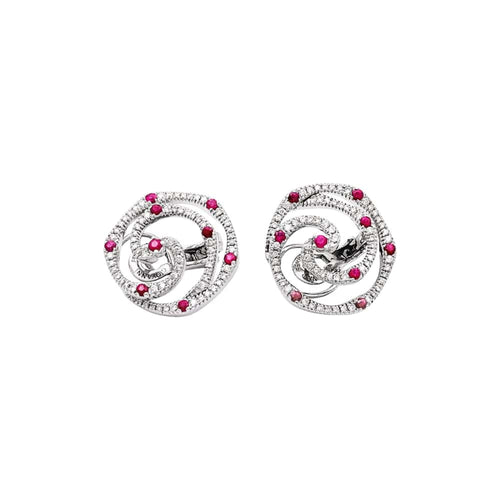 Boucles d'oreilles Giovanni Ferraris - Boucles d'oreilles en or blanc, diamants et rubis 58 Facettes 35697