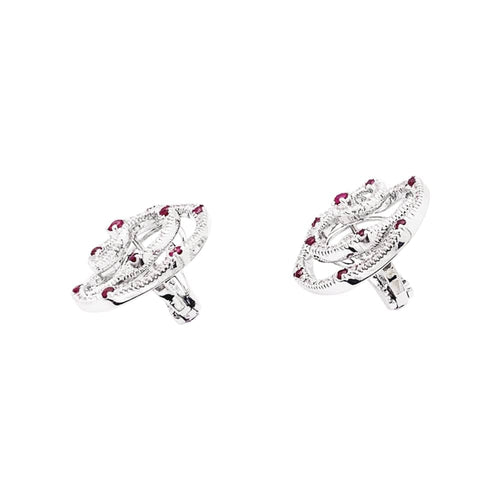 Boucles d'oreilles Giovanni Ferraris - Boucles d'oreilles en or blanc, diamants et rubis 58 Facettes 35697