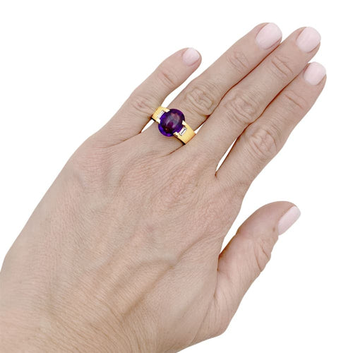 Bague 51 Cartier - Bague en or jaune, améthyste et diamants 58 Facettes 35639