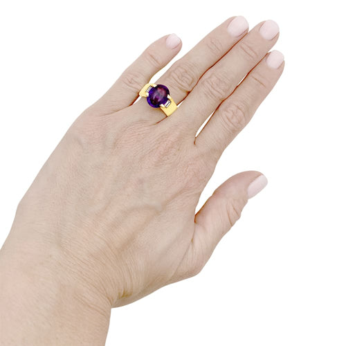Bague 51 Cartier - Bague en or jaune, améthyste et diamants 58 Facettes 35639