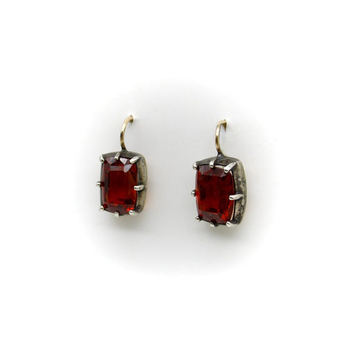 Boucles d'oreilles Georgian Revival - Boucles d'oreilles en or 18K, argent et grenats mandarins 58 Facettes