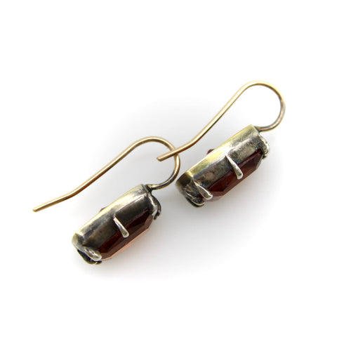Boucles d'oreilles Georgian Revival - Boucles d'oreilles en or 18K, argent et grenats mandarins 58 Facettes
