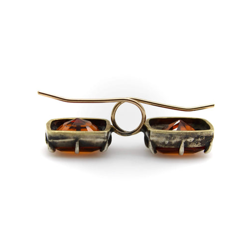 Boucles d'oreilles Georgian Revival - Boucles d'oreilles en or 18K, argent et grenats mandarins 58 Facettes