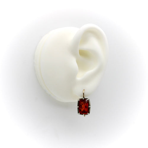 Boucles d'oreilles Georgian Revival - Boucles d'oreilles en or 18K, argent et grenats mandarins 58 Facettes