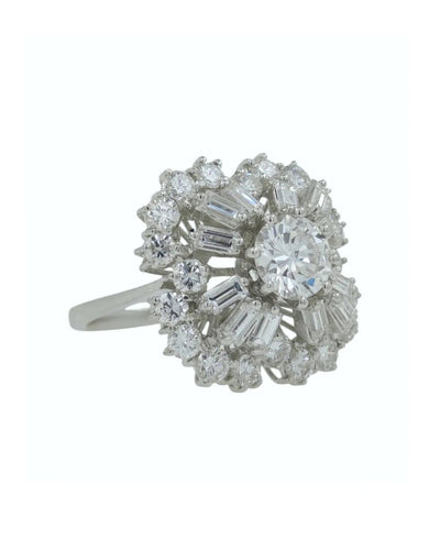 Bague 53 Bague en or blanc 18 ct avec diamants ronds et baguette 58 Facettes BRI094