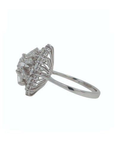 Bague 53 Bague en or blanc 18 ct avec diamants ronds et baguette 58 Facettes BRI094