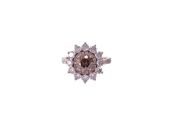 Gemmyo Lefkos - Bague marguerite en or rose et diamants
