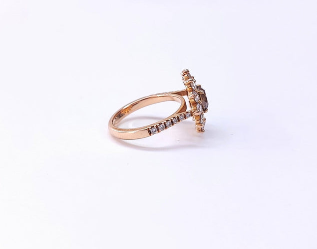 Bague 51 Gemmyo Lefkos - Bague marguerite en or rose et diamants 58 Facettes Gmyo-2370