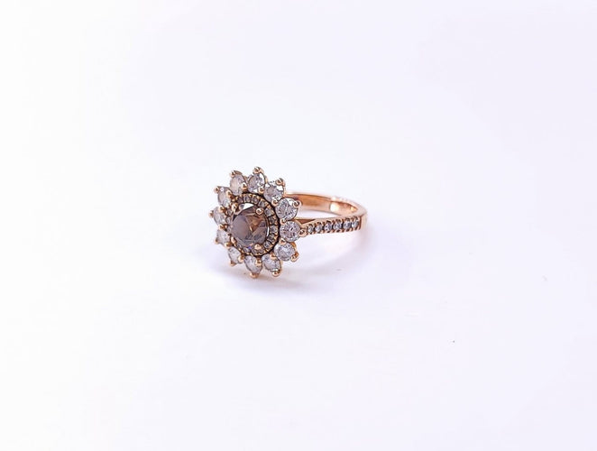 Bague 51 Gemmyo Lefkos - Bague marguerite en or rose et diamants 58 Facettes Gmyo-2370