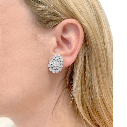 Boucles d'oreilles Boucheron - Boucles d'oreilles en or blanc, platine et diamants 58 Facettes 35714