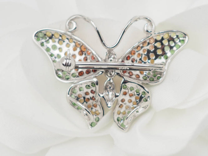 Broche Broche papillon en or blanc 18k, citrine, topaze, péridot et diamants 58 Facettes 33134