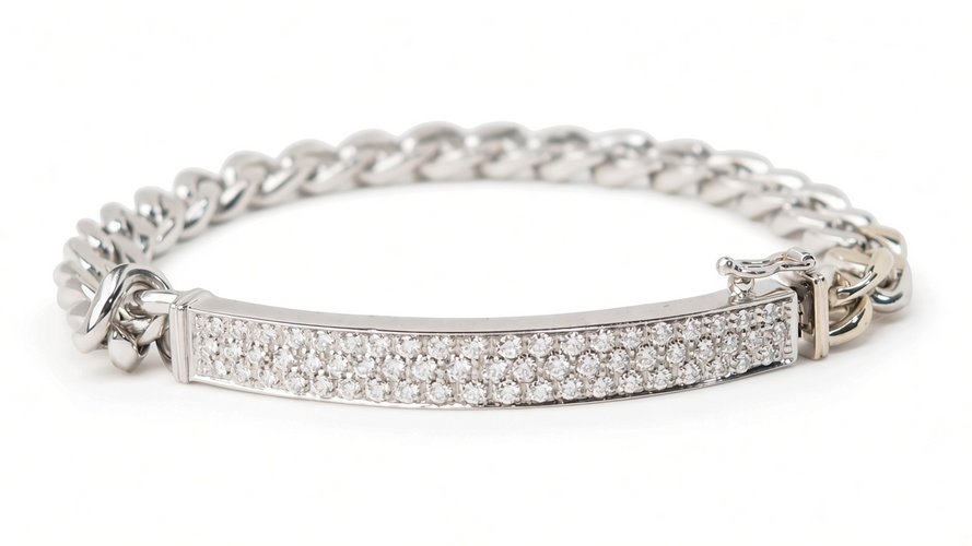 Bracelet Bracelet gourmette en or blanc et diamants 58 Facettes 32978