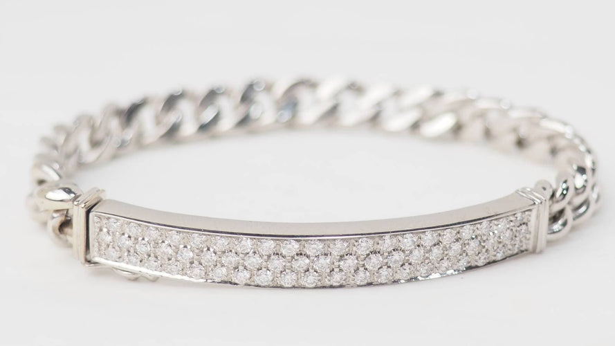 Bracelet Bracelet gourmette en or blanc et diamants 58 Facettes 32978