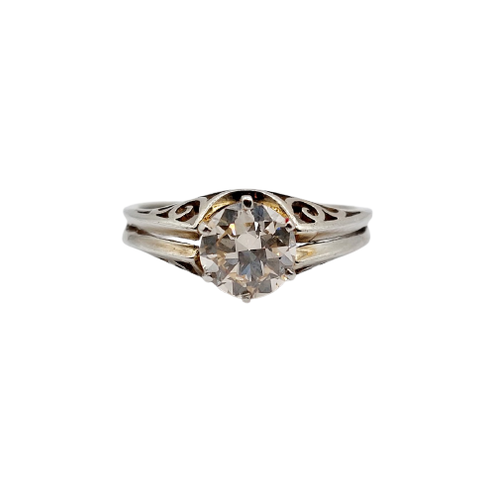 Bague solitaire Art déco en or blanc 14K et diamant 1,00 ct