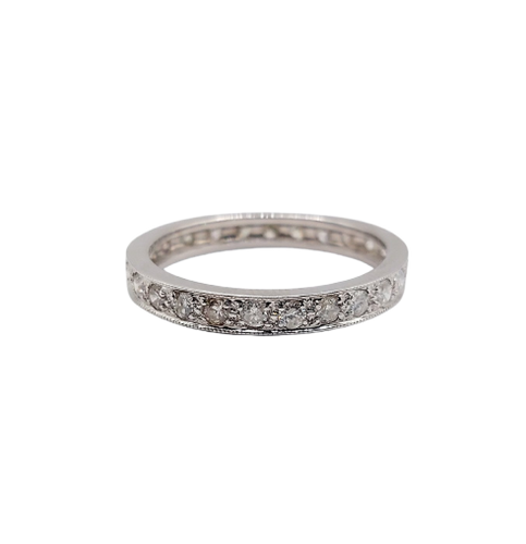 Alliance américaine Art déco en or blanc 18k et diamants