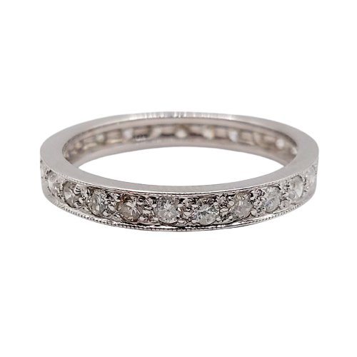 Alliance américaine Art déco en or blanc 18k et diamants