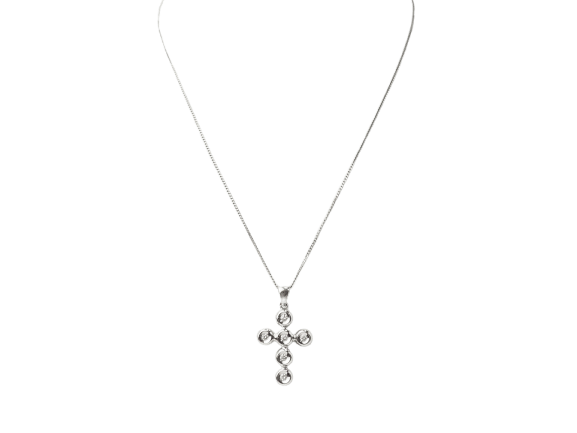 Collier Collier - Croix en or blanc et diamants 58 Facettes 21080