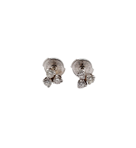 Puces d'oreilles vintage en or blanc et diamants