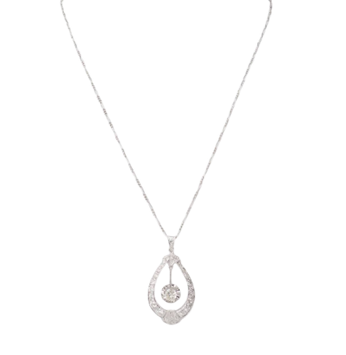 Collier Art déco - Collier en or blanc et diamants 58 Facettes 33429