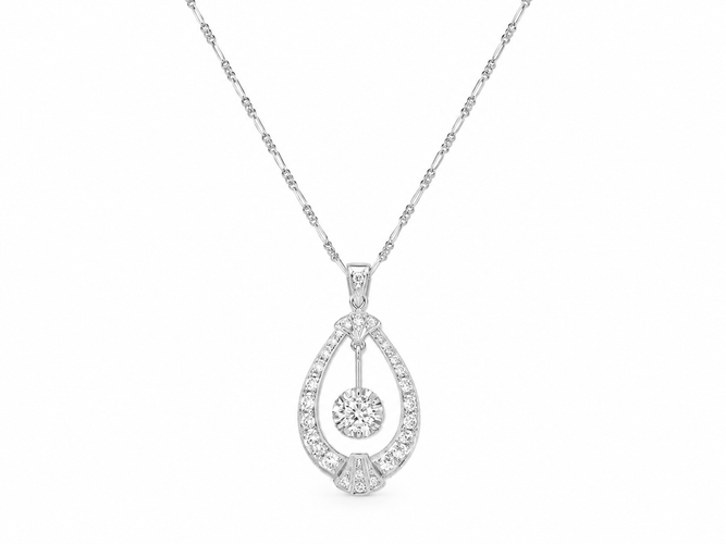 Collier Art déco - Collier en or blanc et diamants 58 Facettes 33429