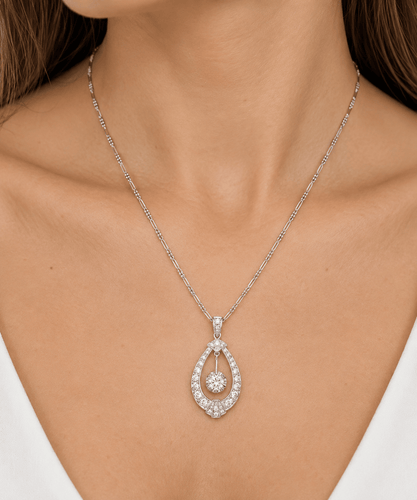 Collier Art déco - Collier en or blanc et diamants 58 Facettes 33429