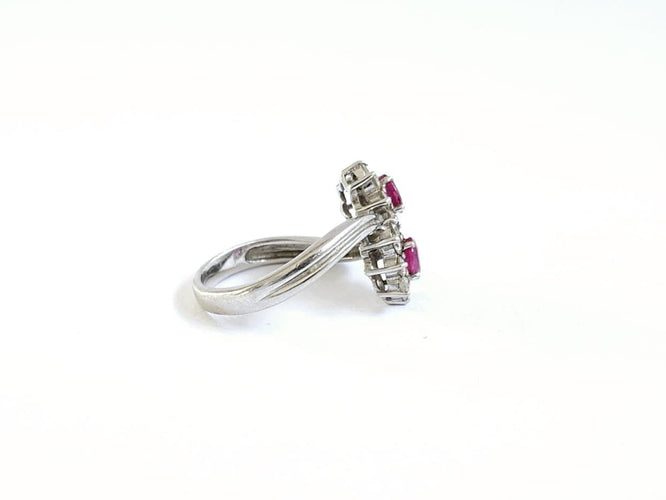 Bague 55 Bague croisée en or blanc, rubis et diamants 58 Facettes NORM20251912 - 149