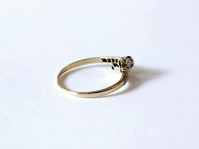 Bague 54 Toi et Moi - Bague en or jaune 18K, platine, diamants et perle 58 Facettes VERM20251219 - 155