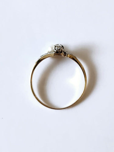 Bague 54 Toi et Moi - Bague en or jaune 18K, platine, diamants et perle 58 Facettes VERM20251219 - 155