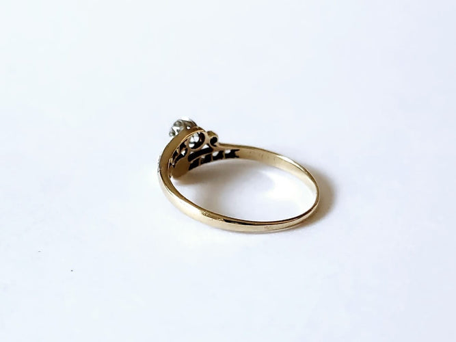 Bague 54 Toi et Moi - Bague en or jaune 18K, platine, diamants et perle 58 Facettes VERM20251219 - 155