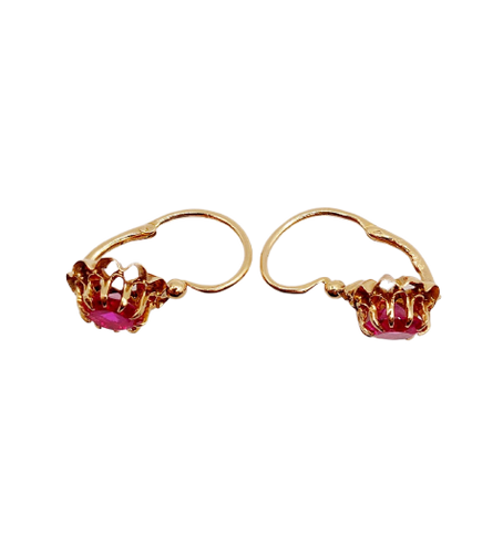 Dormeuses antiques circa 1900 en or rose 18k et rubis synthétiques
