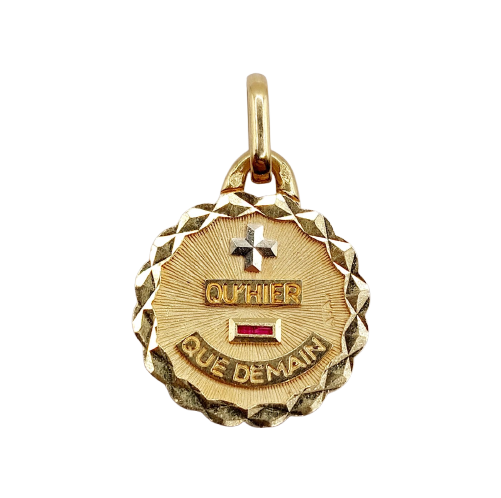Augis - Pendentif médaille d'amour en or 18k et rubis