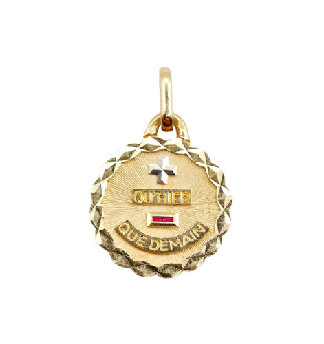 Augis - Pendentif médaille d'amour en or 18k et rubis