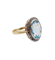 Bague pompadour antique en or 18K, platine, aigue-marine et diamants