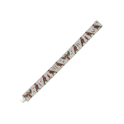Egyptian Revival - Bracelet en or 18 carats, pierres précieuses et diamants