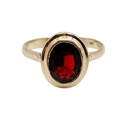 Bague vintage en or 14k et grenat serti clos