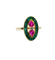 Bague marquise vintage en or 18k, rubis, diamant et émeraudes