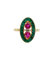 Bague marquise vintage en or 18k, rubis, diamant et émeraudes